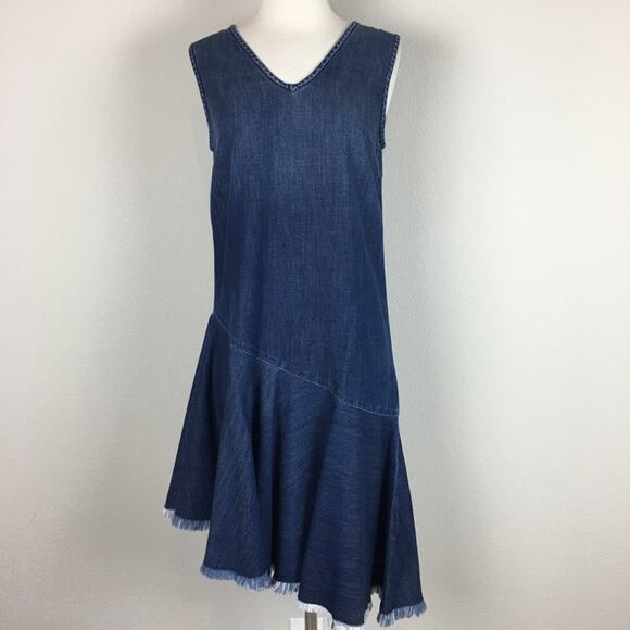 Cloth & Stone Blue Denim Sleeveless Asymmetrical Hem Dress XS - Picture 2 of 7